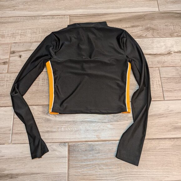 Forever 21 Black & Yellow Colorblock Crop Top Women’s M Half Zip Mock Neck - Picture 5 of 6